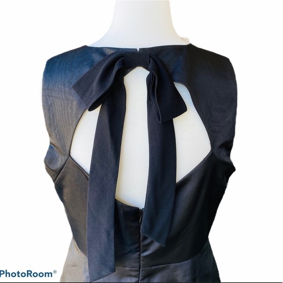 J. CREW Ruffle Hem Bow Back Black Sheen Sheath Dress Size 8 NEW - Picture 7 of 10